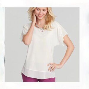 ANN TAYLOR: Short Sleeve Silk Blouse